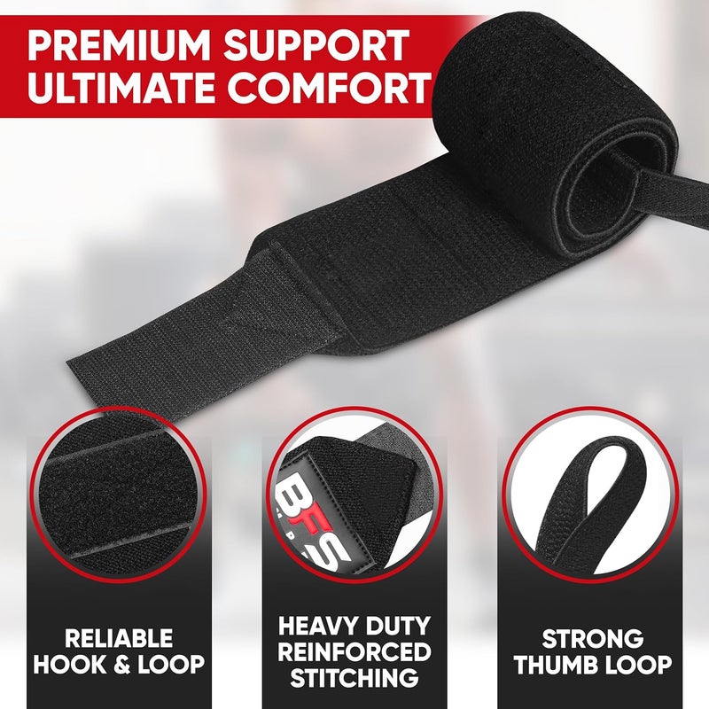 BFS IMPEX Wrist Wraps for Weightlifting,18” Premium Quality Wrist Straps for Weightlifting,Weight Lifting Wrist Wraps with Thumb Loop for Curls Dips,Powerlifting Weight Training Men Women - Image 2